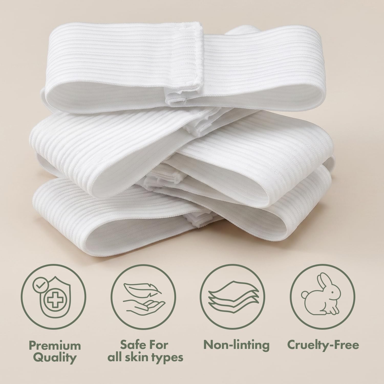 Intrinsics Disposable Cotton Spa Headbands with Velcro, 48 Count