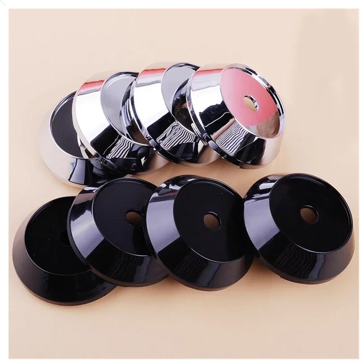 100PCS 65mm Wheel Hub Caps Raised Blank No Logo ABS Tire Rim Wheel Center Covers Car Accessories(Black)