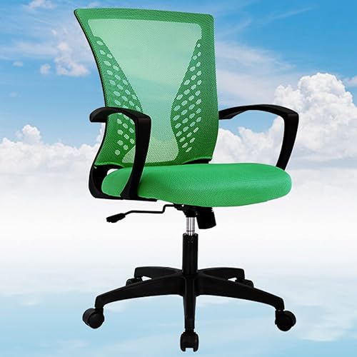 Miniatura 12 de Silla de oficina con respaldo medio, silla ergonómica de malla para computadora con reposabrazos y ruedas, soporte lumbar ajustable, sillas