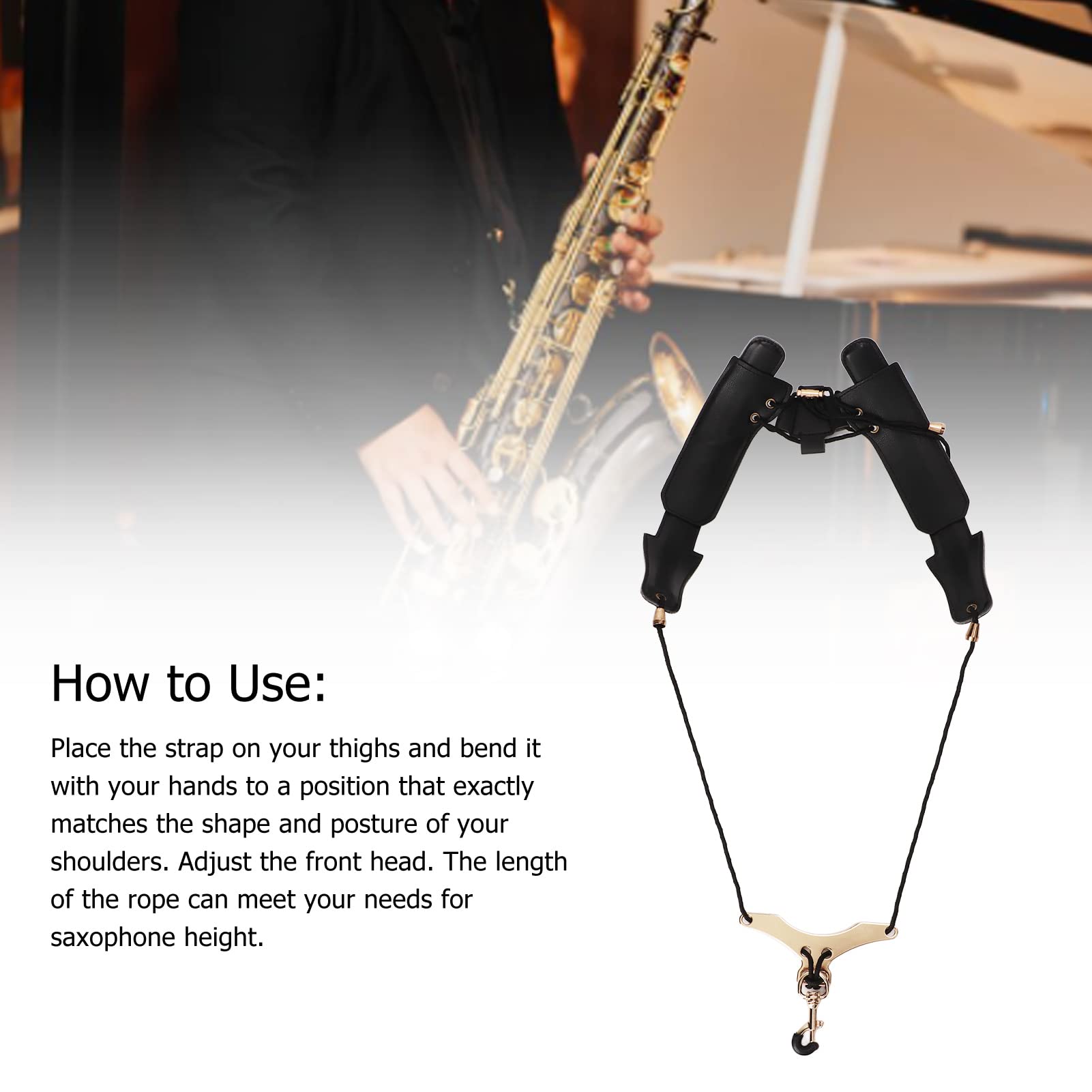 Tefola Sassofono Strap, Regolabile Sax Neck Strap, Cinturino Universale per Sassofono Accessorio per Strumento per Cintura Pettorale Spalla Sax per Suonare