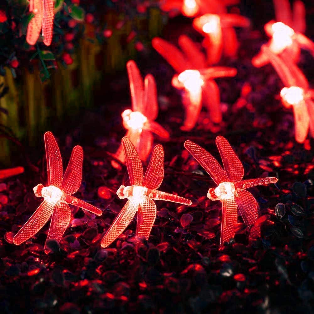Guirnalda de luces de hadas con control remoto y alimentación USB, 10 m, 100 LED, luces colgantes con enchufe para dormitorio, jardín, exterior, boda (rojo)