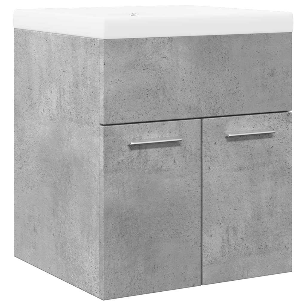 Set di 2 mobili da bagno con lavandino, grigio cemento, 41 x 38,5