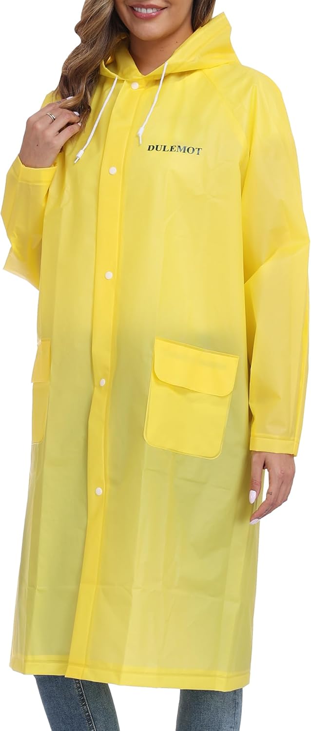 Rain Ponchos for Adults Travel Rain Jacket Packable Rain Coats for Women with Drawstring Hood - Image 2