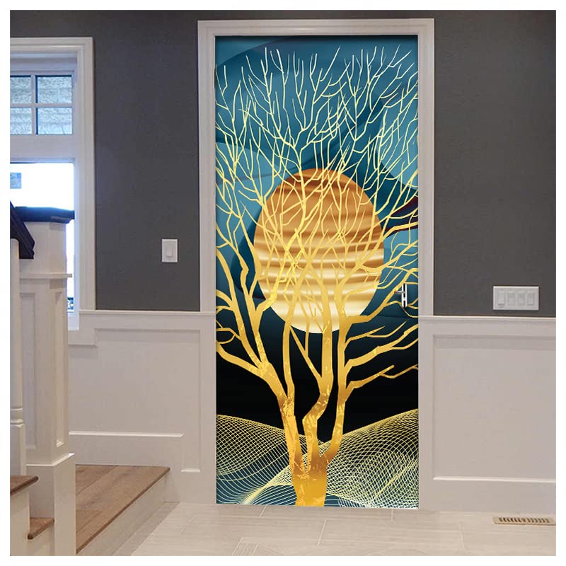 Creative Print Solution Golden Tree Sun Design Sticker Wallpaper for Door, Almirah, Table, Ac, Fridge Size 30x78 inch (B09SBDWJC8) Amazon Price History, Amazon Price Tracker