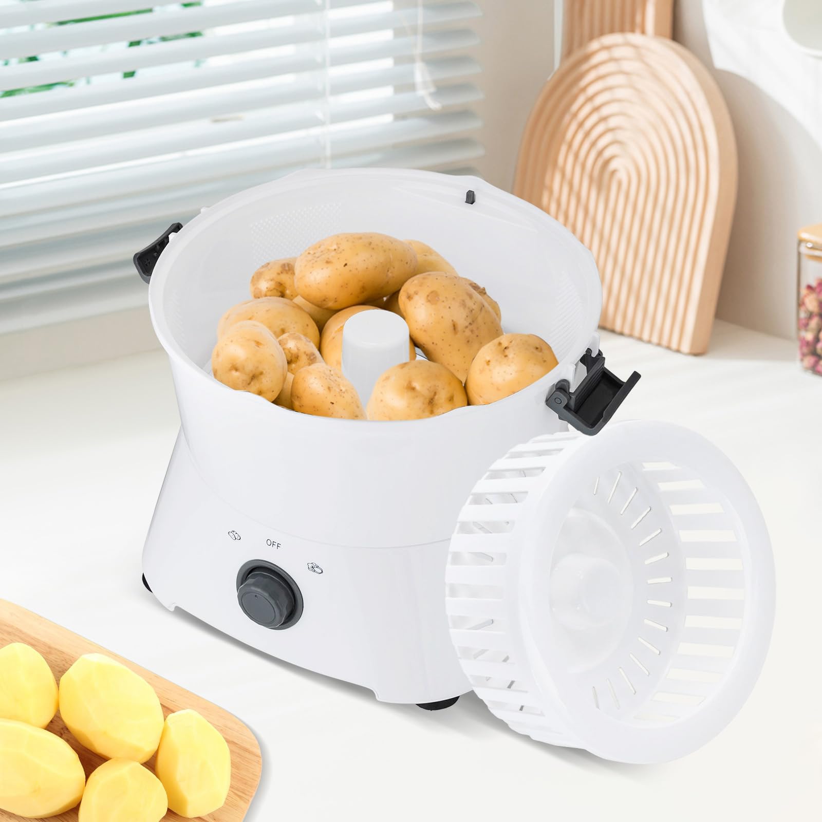 Éplucheur de pommes de terre électrique – Machine à éplucher automatique les pommes de terre pour un temps d'épluchage rapide de 2 à 4 minutes, convient pour 800 g de pommes de terre ou 360 g de