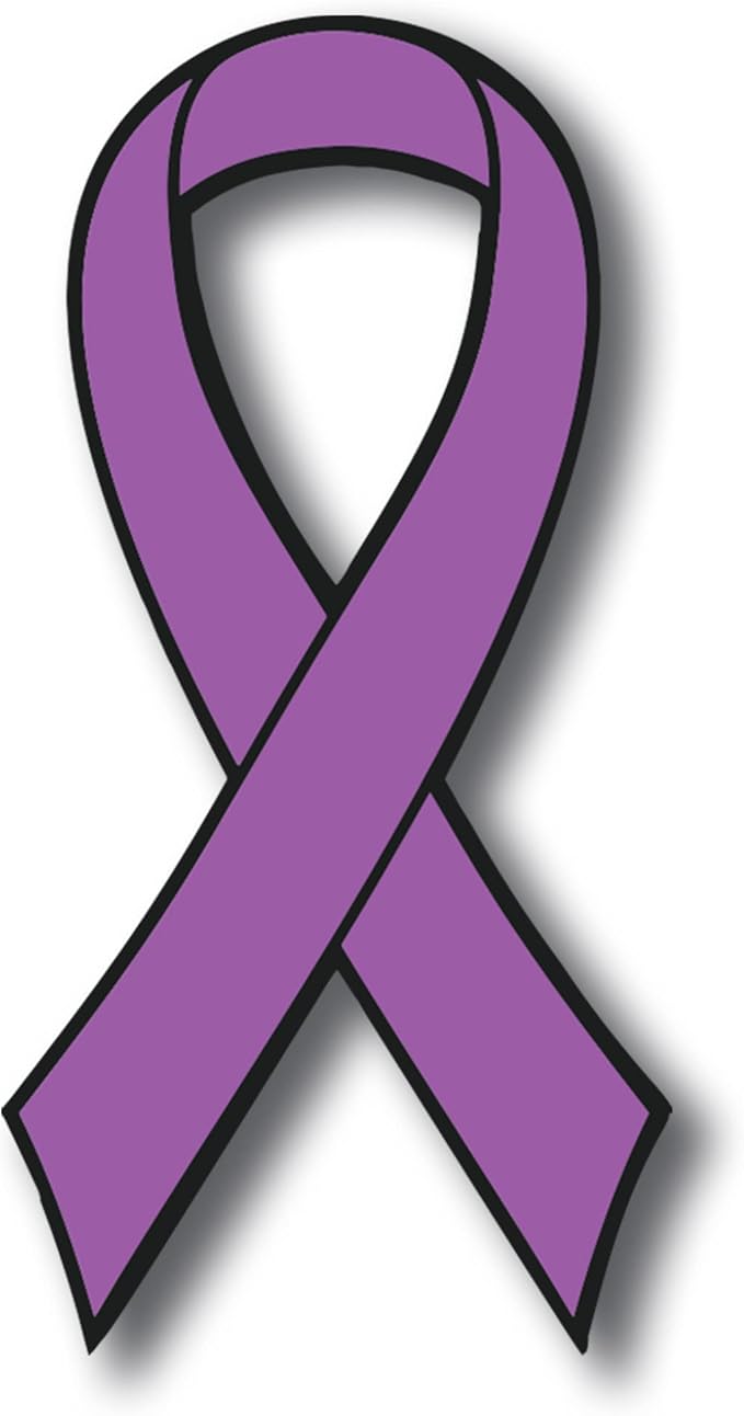 Magnet Me Up Support Pancreatic and Leiomyosarcoma Cancer Awareness Purple Ribbon Magnet Decal, 3.5x7 Inches, Heavy Duty Automotive Magnet for car Truck SUV