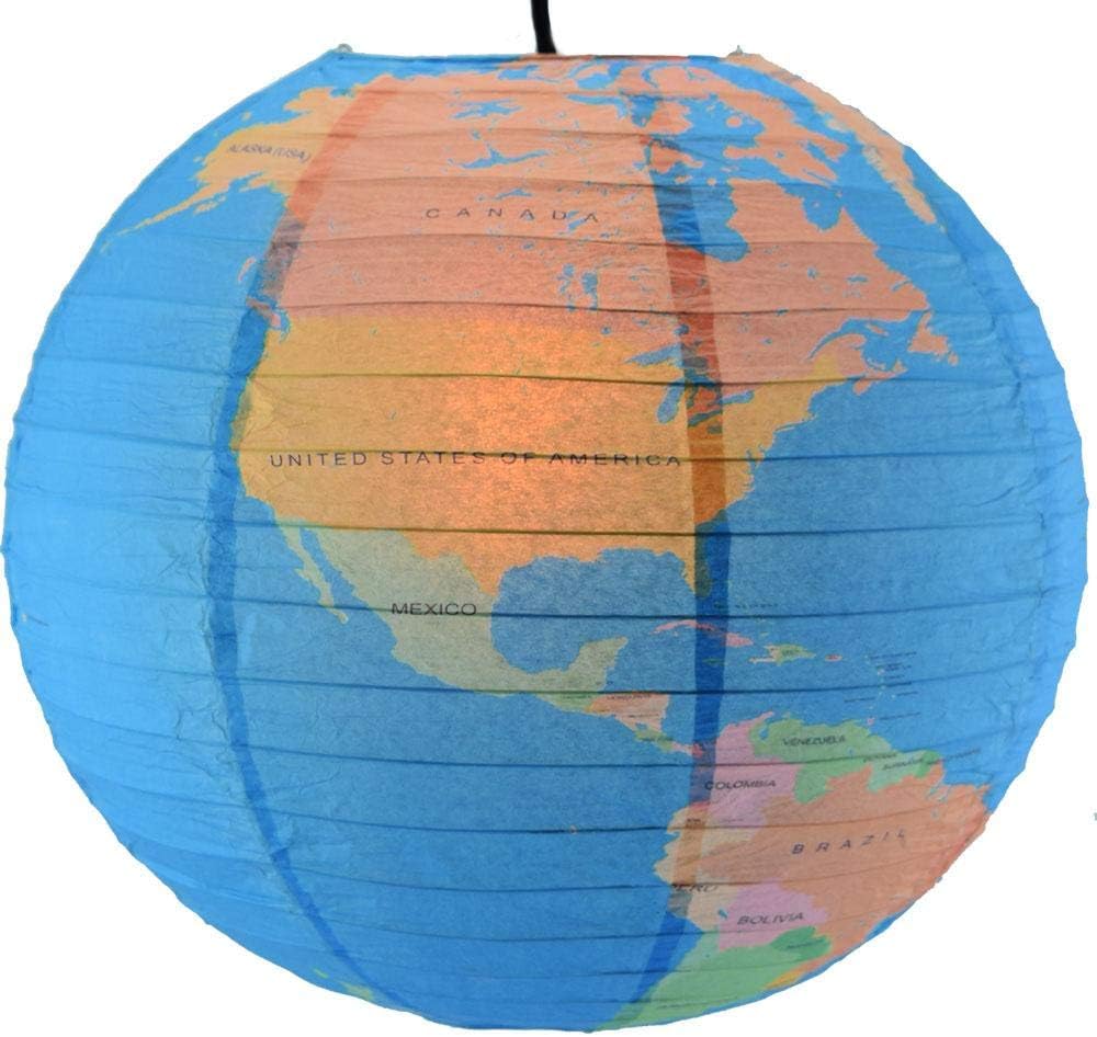 Quasimoon PaperLanternStore.com 14 Inch Geographical World Map Earth Globe Paper Lantern