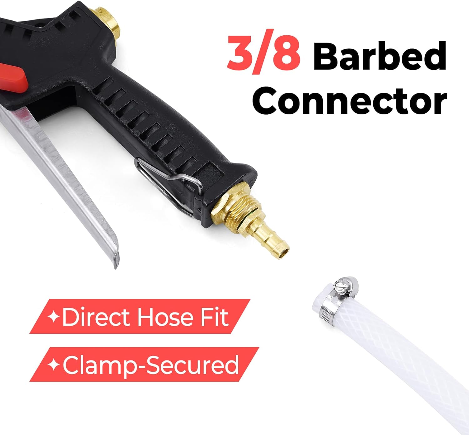 Heavy Duty Adjustable Spray Gun, 3/8"Brass Hose Barb, Agricultural Spray Gun-Up to 5.5GPM, 400 PSI