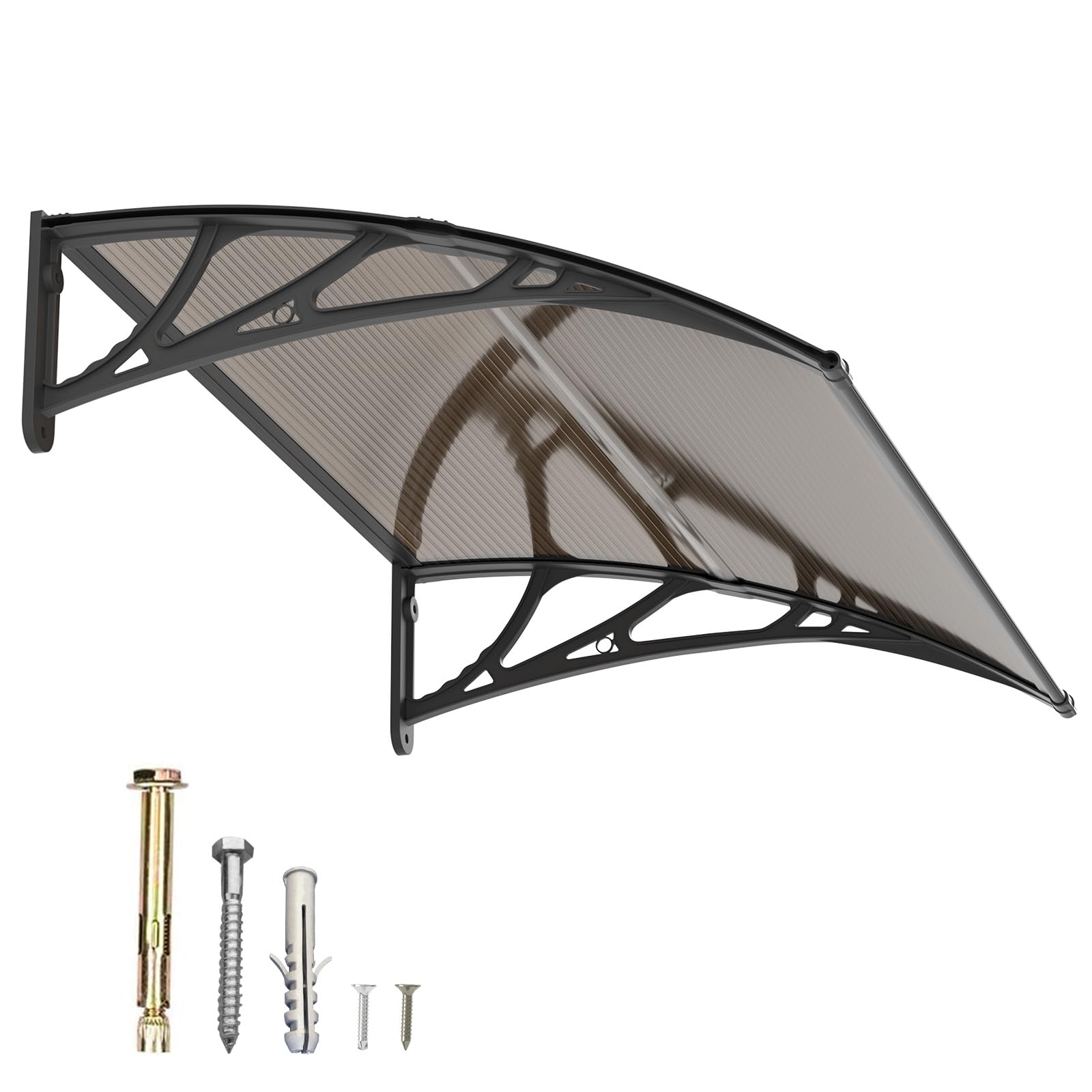 Window Awning Door Canopy 32"x48", Awnings for Doors Polycarbonate Cover Patio Door Awning UV Rain Snow Sunlight Protection Hollow Sheet, Black