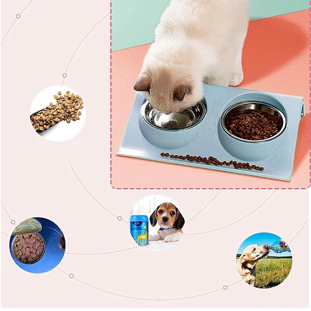 Ciotola Doppia Per Gatti In Acciaio Inox - Con Coperchio Omaggio