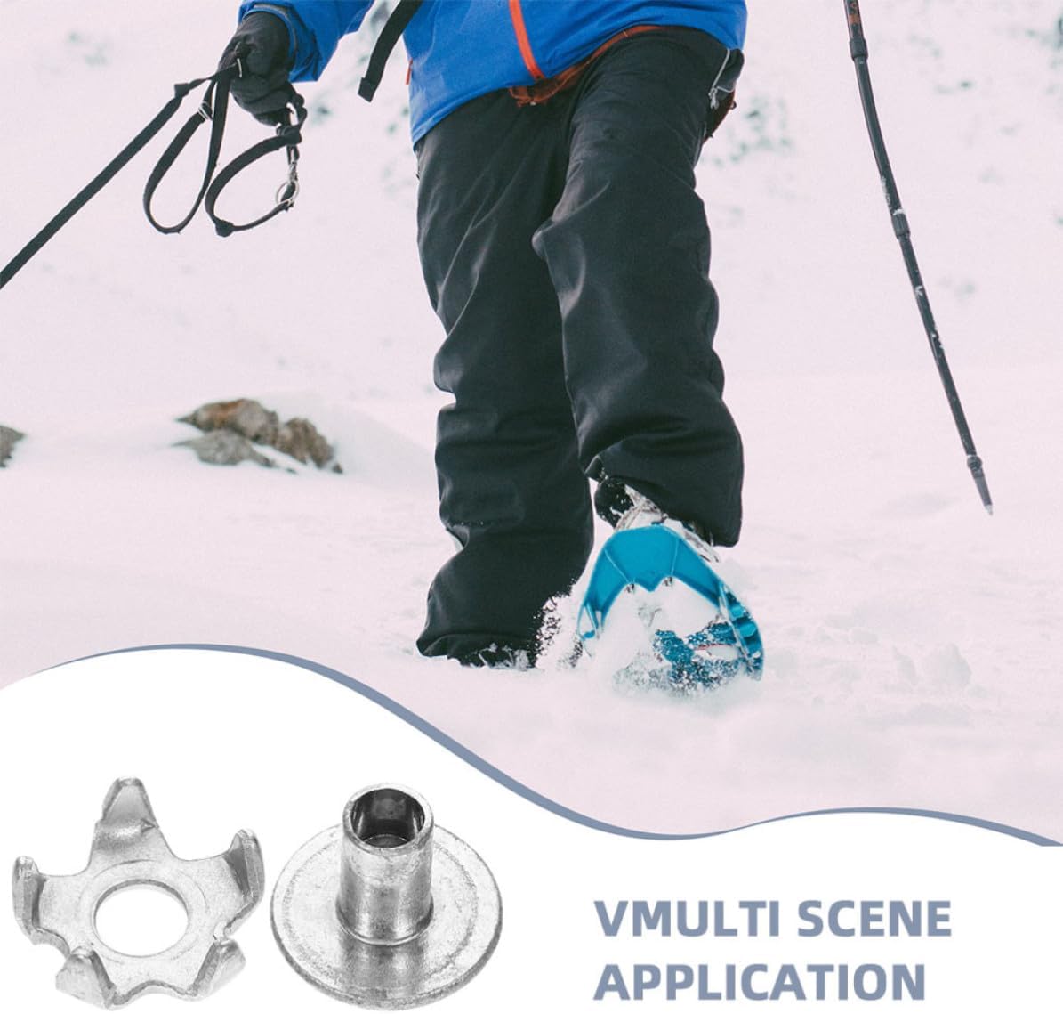 100pcs 5 Tooth Anti Slip Crampons for Shoes, Steel Snow and Ice Gripper Spikes with Universal Fit, Convenient to Carry for Cold Season Walking on ICY and Snowy Surfaces