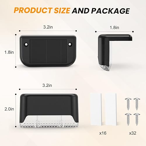 Miniatura 7 de APONUO Paquete de 16 luces solares para terraza, luces solares para exteriores, impermeables, para escalones exteriores, vallas, patio trasero