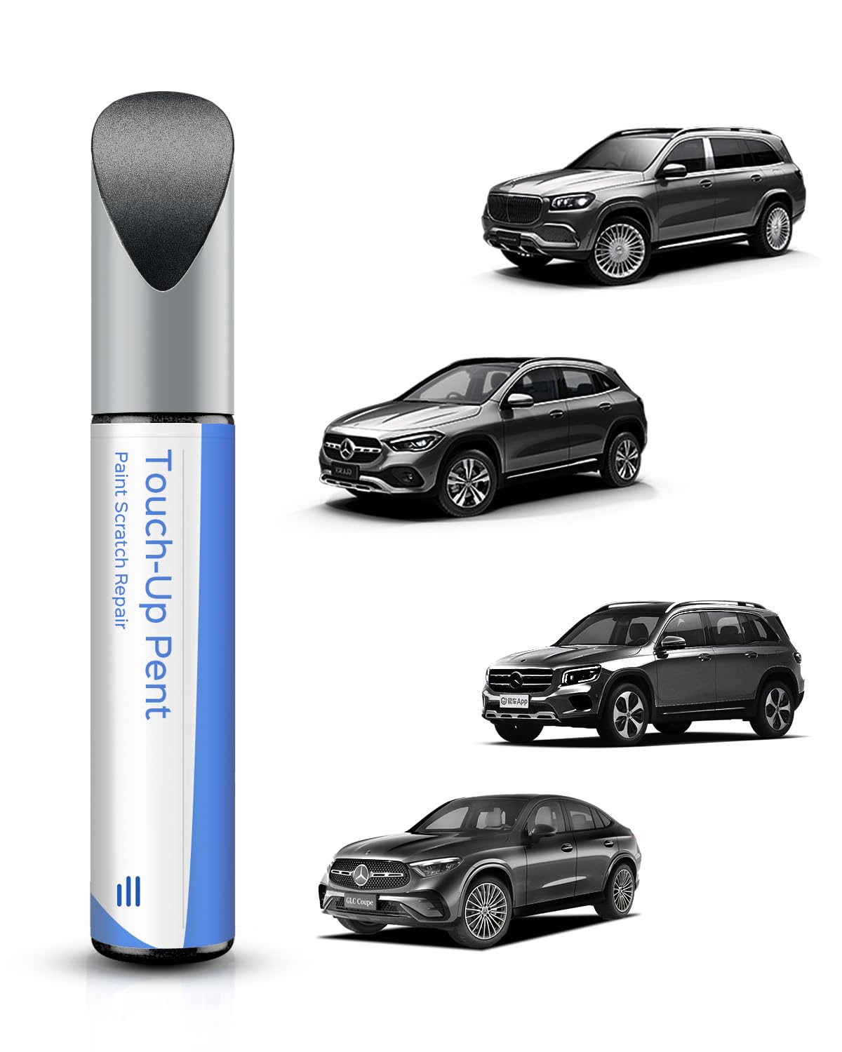 PARTS4EV 992/7992 Selenite Grey Metallic Touch Up Paint for Mercedes-Benz C/E/G/S/SL/CLS/GLC/GLE/GLS/SLC/2016 SLK Series - Exact Match - Scratch & Chip Repair