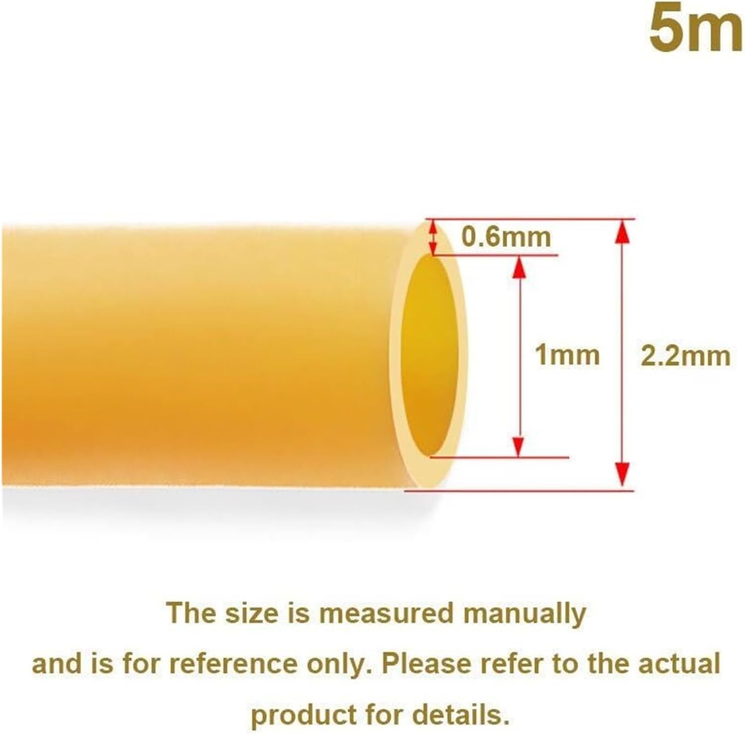 Latex Rubber Tubing, Yellow Flexible Hose for Lab Experiments, Slingshot Bands, Tourniquet, and DIY Projects, 1Mm*2.2Mm(5m)