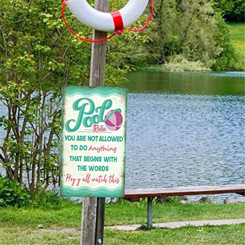 Sinalização de Piscinas,Palavras Placas de Metal para Piscina | Placas de piscina Regras de piscina