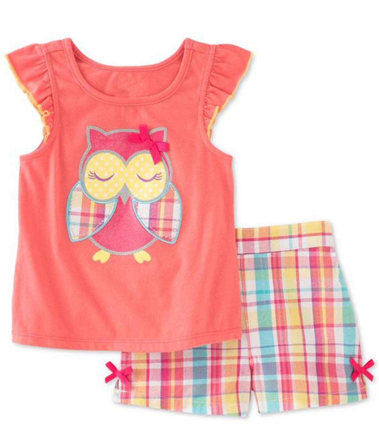 Bumeex Toddler Girls Summer Outfit Cotton Top and Shorts Clothing Set