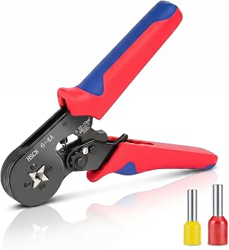 Handy Ferrule Crimping Tool for 23-7 AWG Wire Terminals, Square Wire Crimper with Self-Adjusting Ratchet, Ferrule Crimpers for Electrical and Automotive Wiring