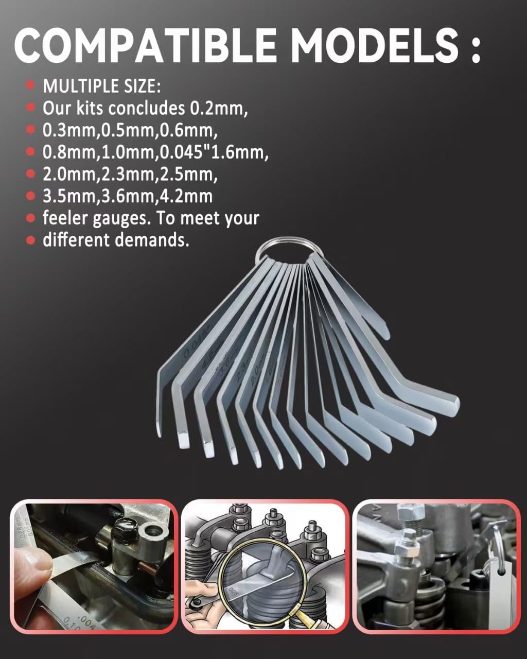 Feeler Gauge Jake Brake Tools Set 88880052 for Volve Mack MP7 MP8 MP10 D12 D13 D16 Engines 88880053 85111377, Intake and Exhaust Valve Adjustment Kit, 14pcs