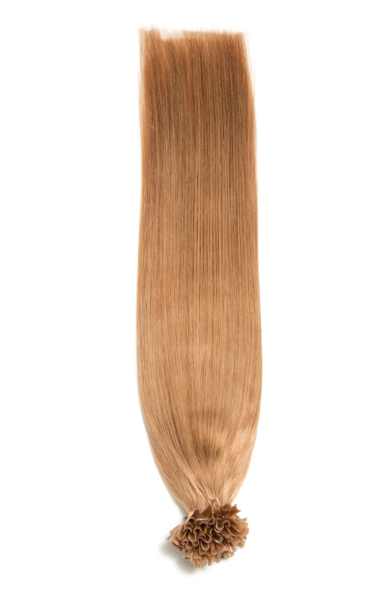 Dunkelblonde Bonding Extensions aus 100% Remy Echthaar 150 0,5g 50cm Glatte Strähnen - Lange Haare mit Keratin Bondings U-Tip als Haarverlängerung und Haarverdichtung in der Farbe #18 Dunkelblond