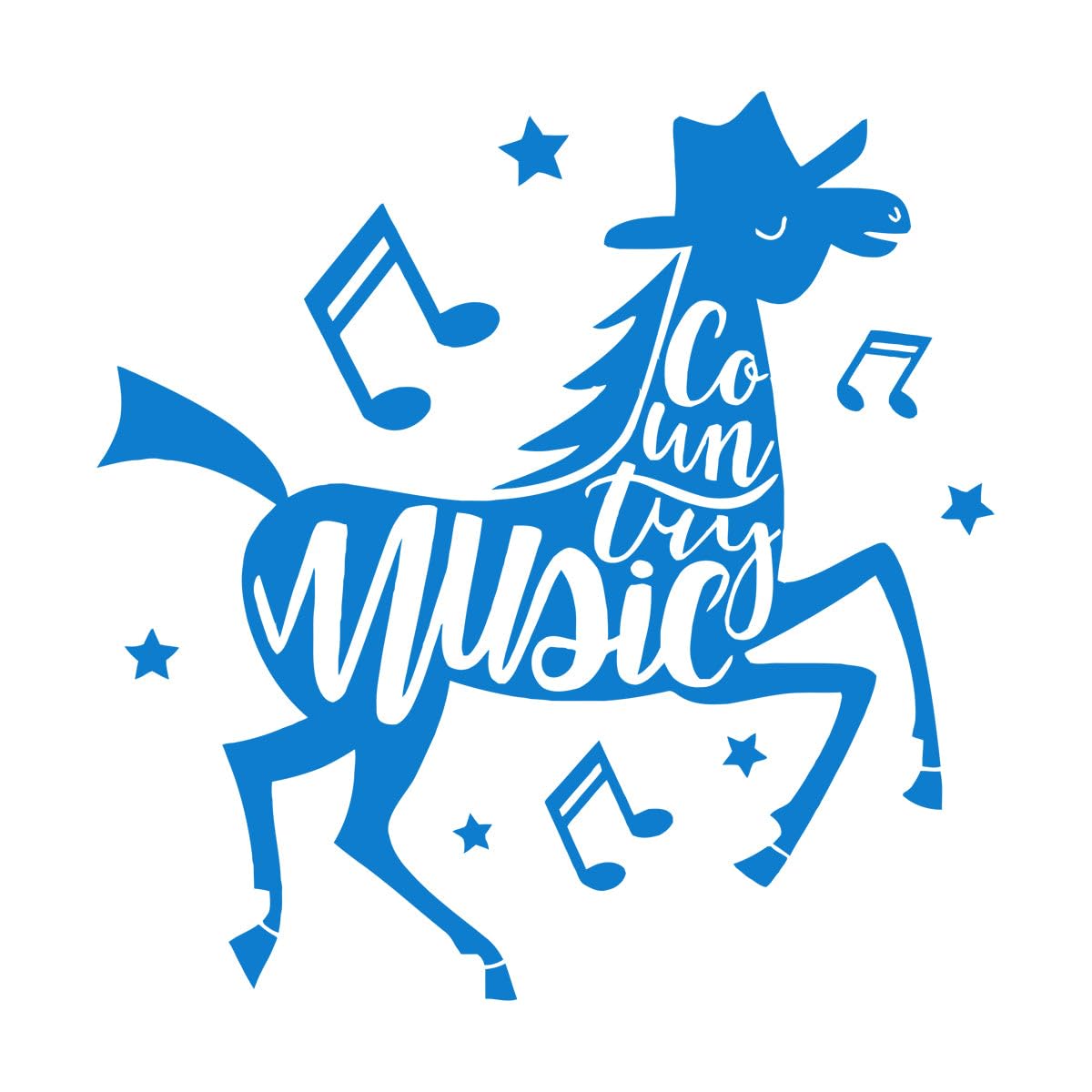 Engraving Decals Music Horse Country Music Fun Notes 81x81cm Art Decoration Extra Large Blue โ image 1