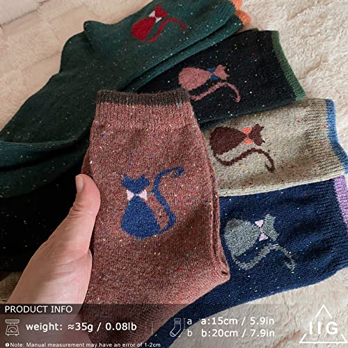 Image of IIG Cute Warm Wool Socks for Women Super Cozy Thick Crew Winter Socks Gifts, 5 Pairs