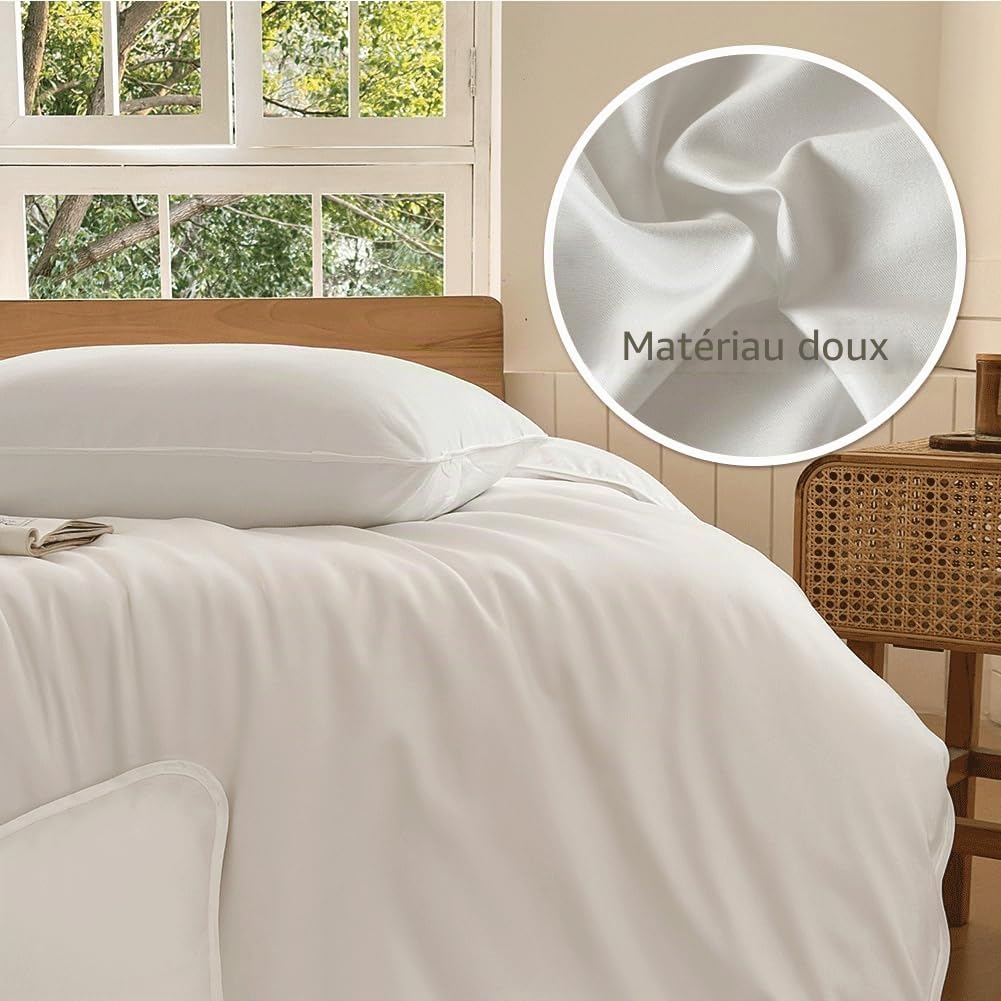Parure de lit anti-acariens avec fermeture éclair, housse de couette 220 x 240 cm, intermédiaire anti-allergène pour couette, parure de lit pour personnes allergiques 220 x 240 cm