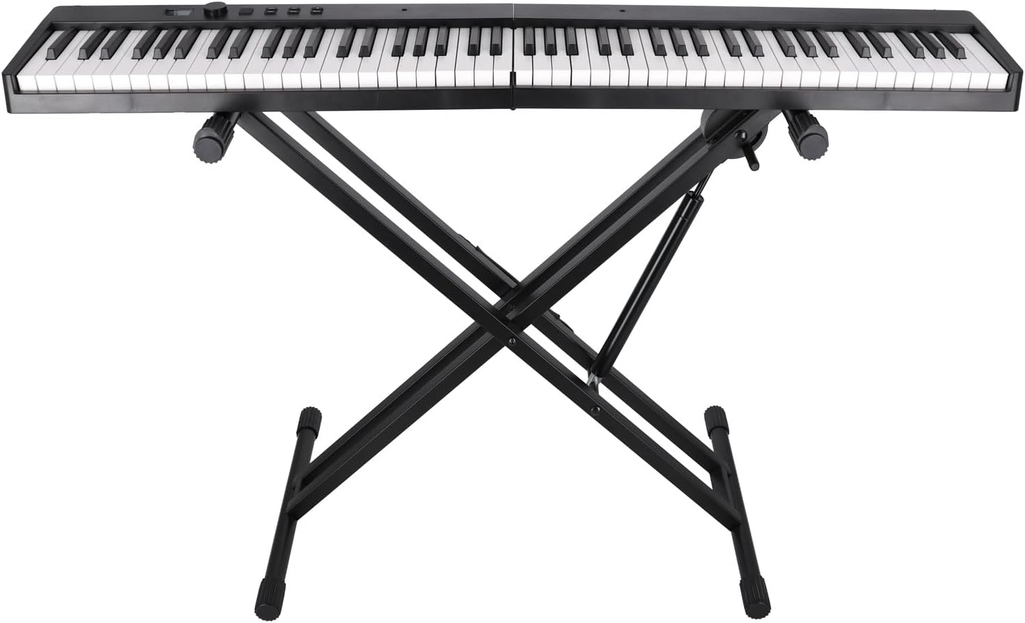 Rockville RKS-AIR Keyboard Stand, Gas Spring, Adjustable 22-38in| Hydraulic One-Button Folding, Double X-Style, 110lb Capacity