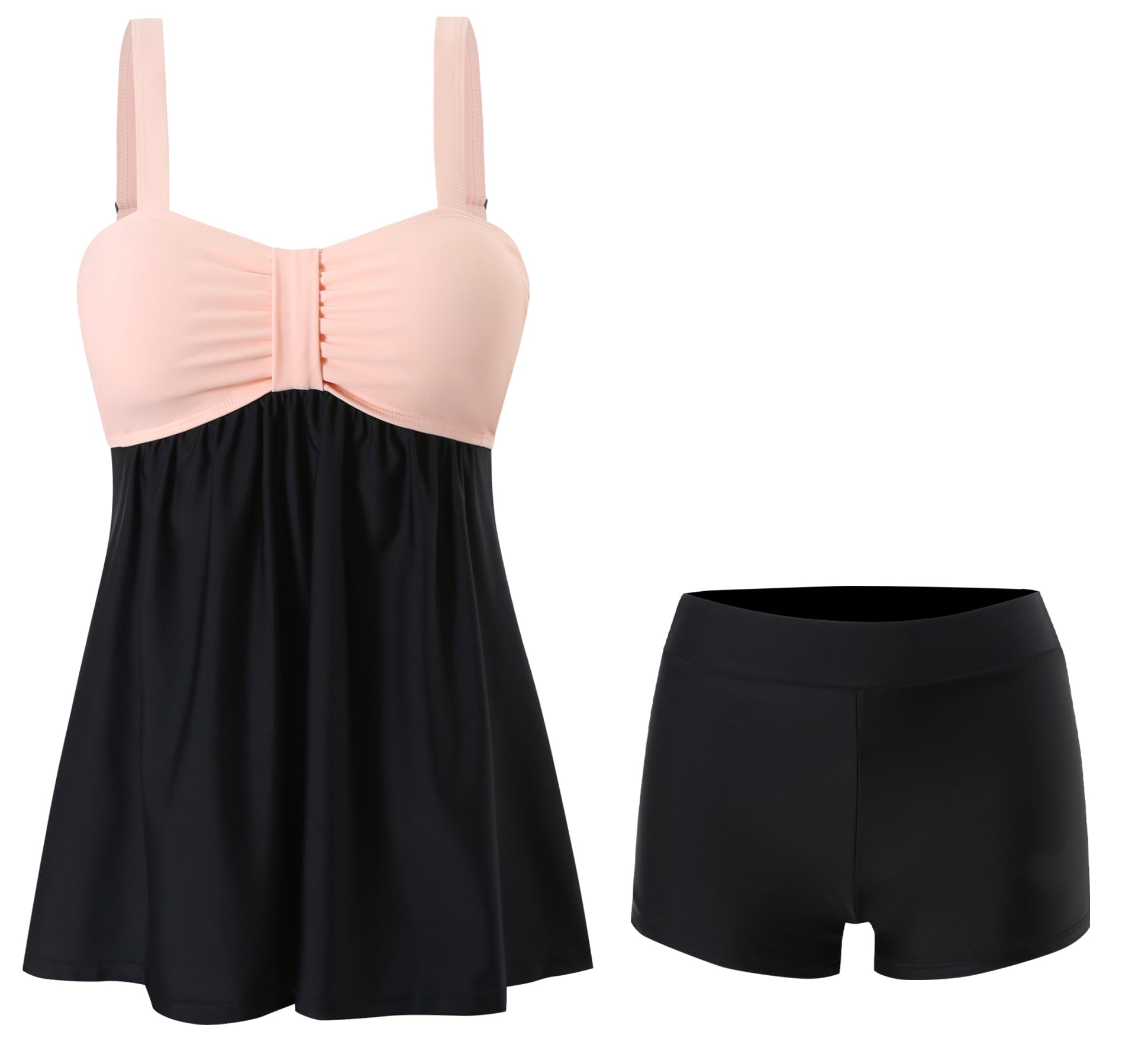 LA ORCHID Damen Zweiteiliger Badeanzug für Urlaub bademode bauchweg Tankini große größen high Waist Tankini Push up