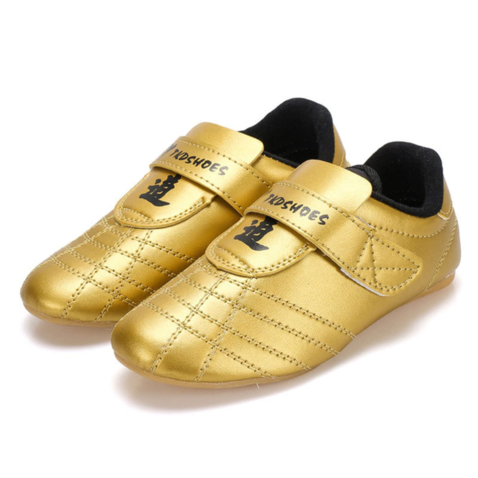 fayengan Taekwondo Shoes, Kung Fu Taekwondo Indoor Training Shoes Martial Arts Sneaker For Women Men Kong Fu Taichi (Color : Gold, Size : 32 EU)
