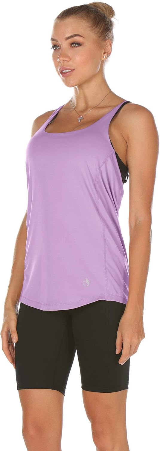 icyzone Workout Tank Tops Built in Bra - Women's Strappy Athletic Yoga Tops, Exercise Running Gym Shirts - Image 4
