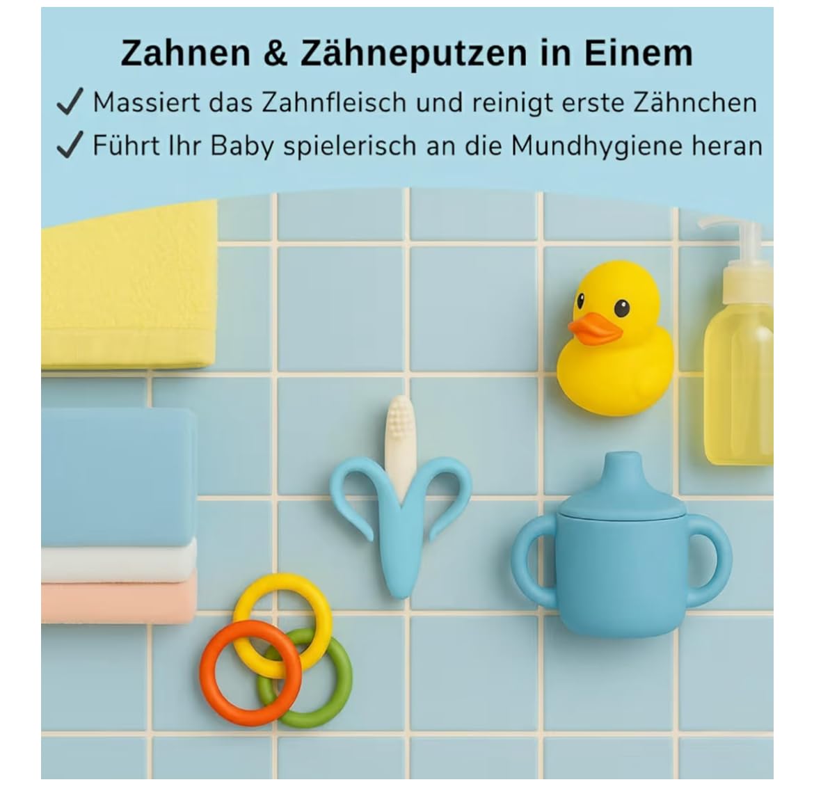Banana Shaped Baby Silicone Teething Toothbrush (Blue), Green - Image 4