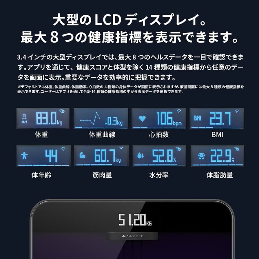 Amazon.co.jp: Amazfit 体重計 体脂肪計 体組成計 内臓脂肪 スマホ連動