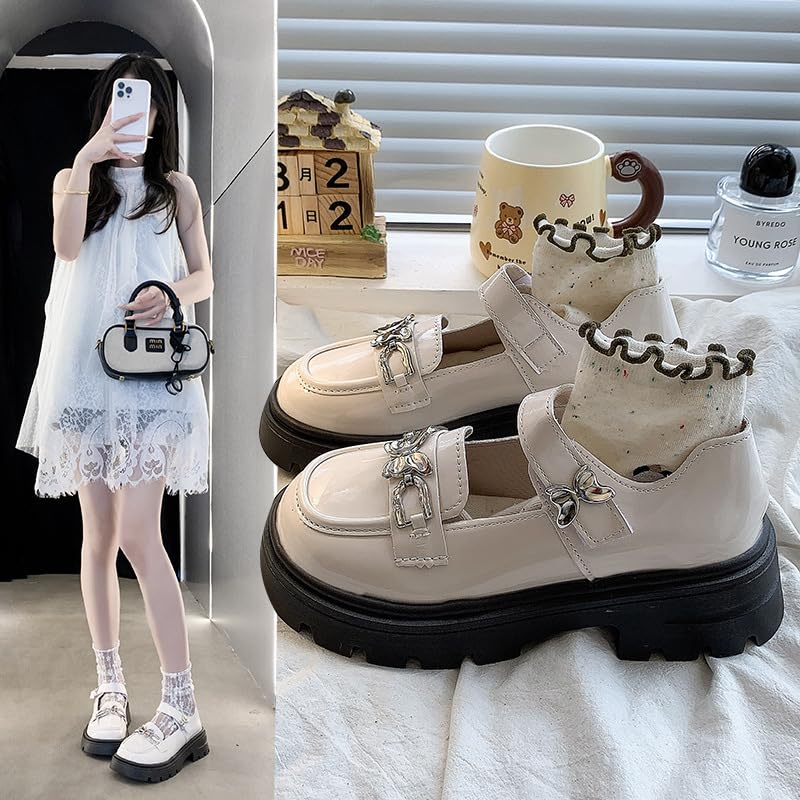 French Retro Butterfly Mary Jane Small Leather Shoes for Women 2025 Autumn New Platform Trendy Matching Skirt Single Shoes for Women4