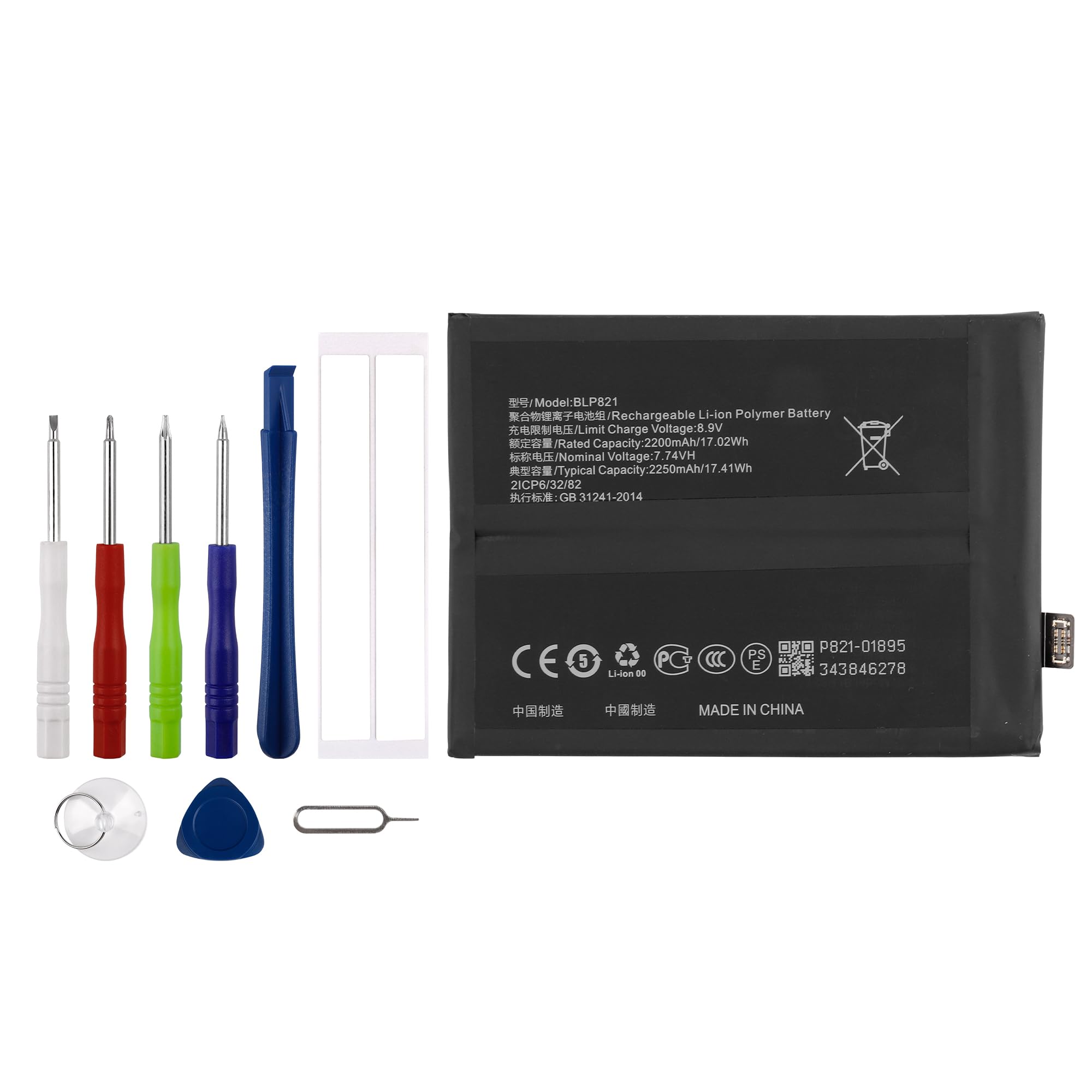 New BLP821 Replacement Battery for One-Plus 9 1+9 LE2113 LE2117 LE2115 with Technical Toolkit.