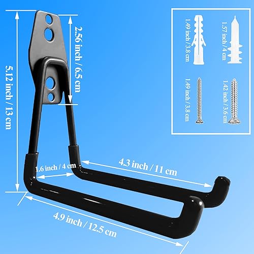 Miniatura 2 de OHIYO Ganchos de garaje resistentes para almacenamiento de garaje, ganchos de almacenamiento para montaje en pared, organizador de herramientas de