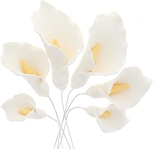 Global Sugar Art Calla Lily Sugar Cake Flowers White with Yellow, Wired,...