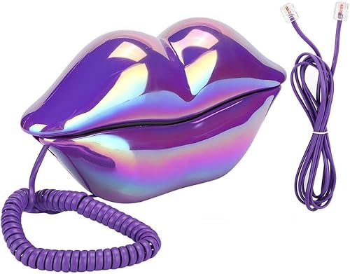 Wx-3016 - Teléfono creativo para labios, decoración vintage única con cable con función de almacenamiento de números, línea fija retro sexy flocada,