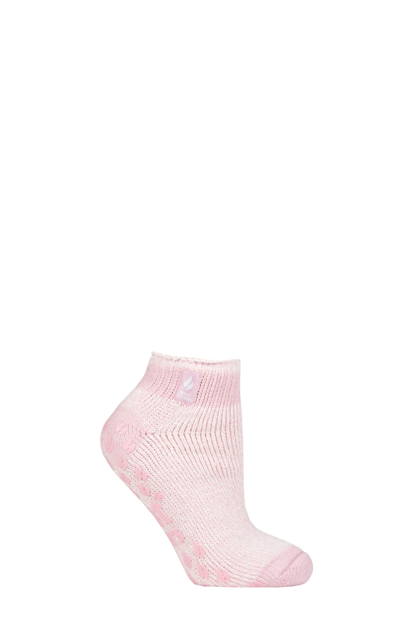 HEAT HOLDERS SOCKSHOP Ladies 2.3 TOG Patterned and Striped Ankle Slipper Socks Pack of 1 (4-8, Pisa Dusted Pink, numeric_4)