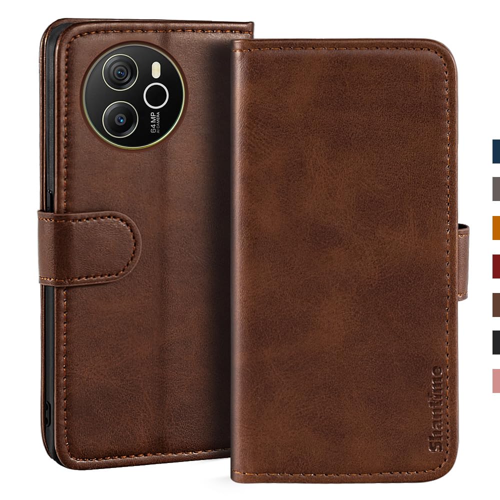 Custodia Portafoglio In Pelle Con Finitura Scamosciata Per Blackview A200 Pro, Flip Cover Magnetica Con Slot Carte, Marrone Scuro - 4