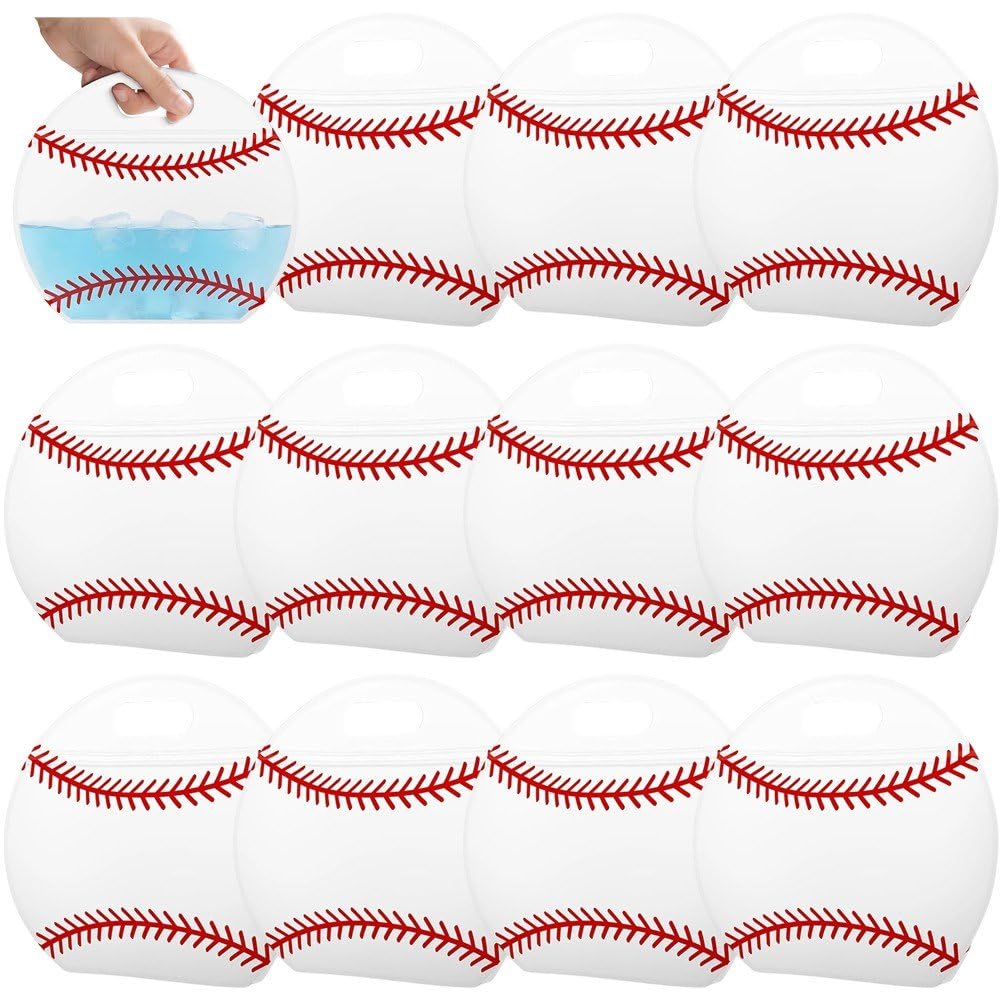 Danlai 12 Pcs Baseball Party Bag, Handle Equipped Pouch Gift Bags for Snack Candy and Sports Themed Party Scene Supplies