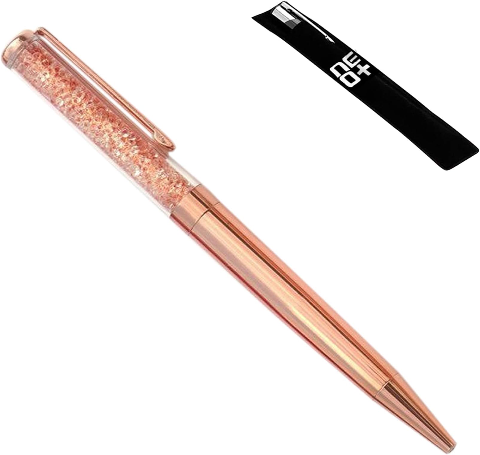 Quality Ballpoint Pen with Crystals - REFILL AND PEN POUCH INCLUDED (N+ FULL ROSE GOLD)