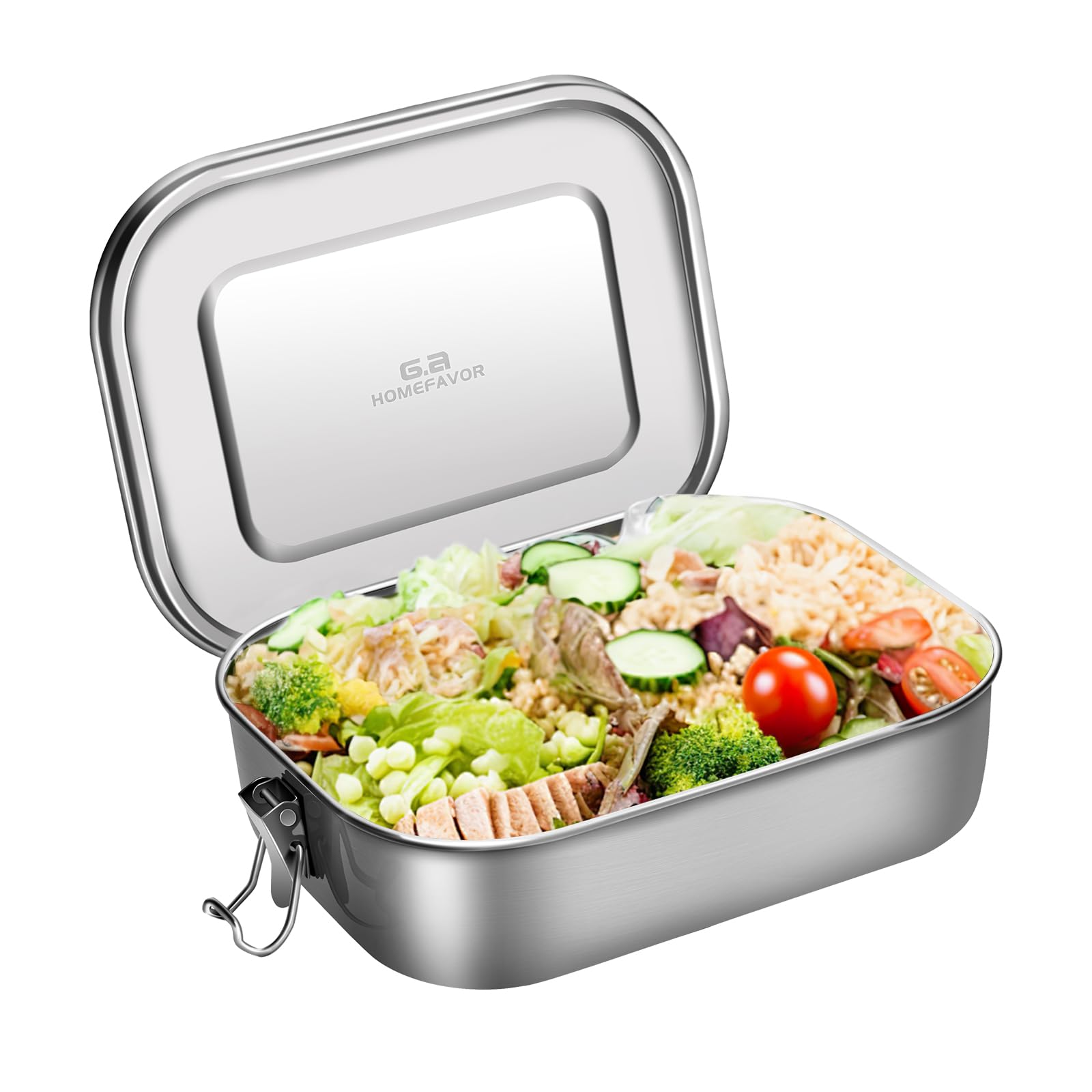 G.a HOMEFAVOR Leak Proof Stainless Steel Bento Box, Metal Lunch Container with 3-Compartment, 1200ML, Perfect for Snacks and Salad, Dishwasher Safe