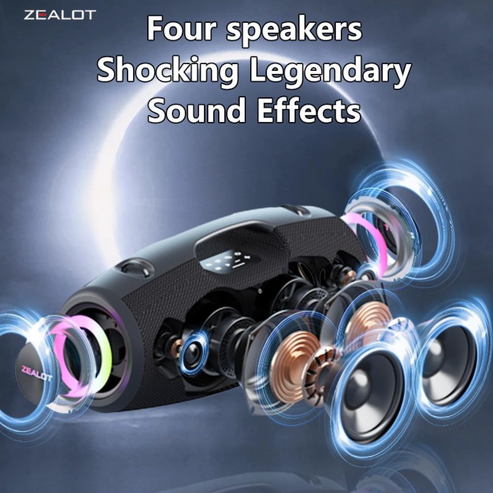 ZEALOT S78 100W Bluetooth Speakers, DSP Technology 4HORNS, Outdoor