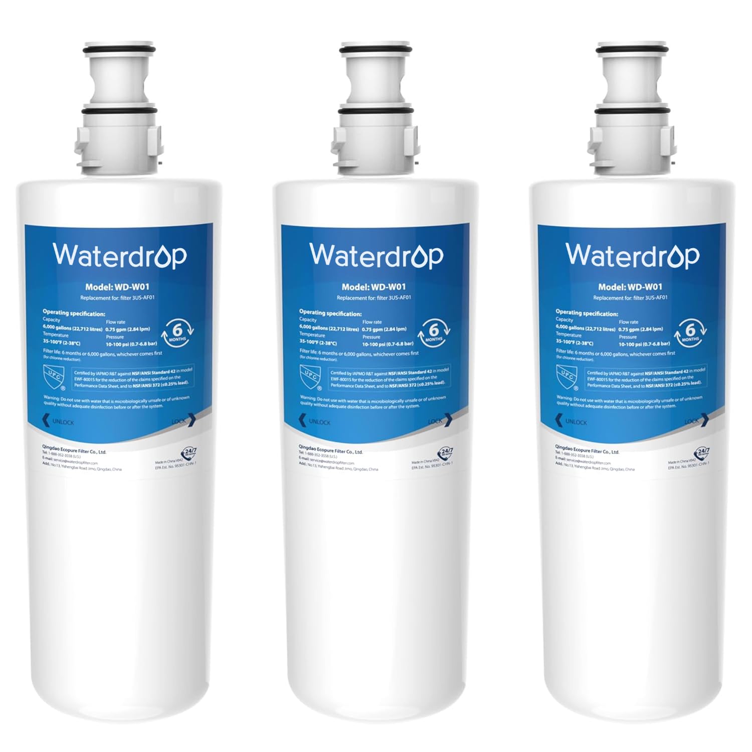Waterdrop 3US-AF01 Undersink Water Filter, Pack of 3