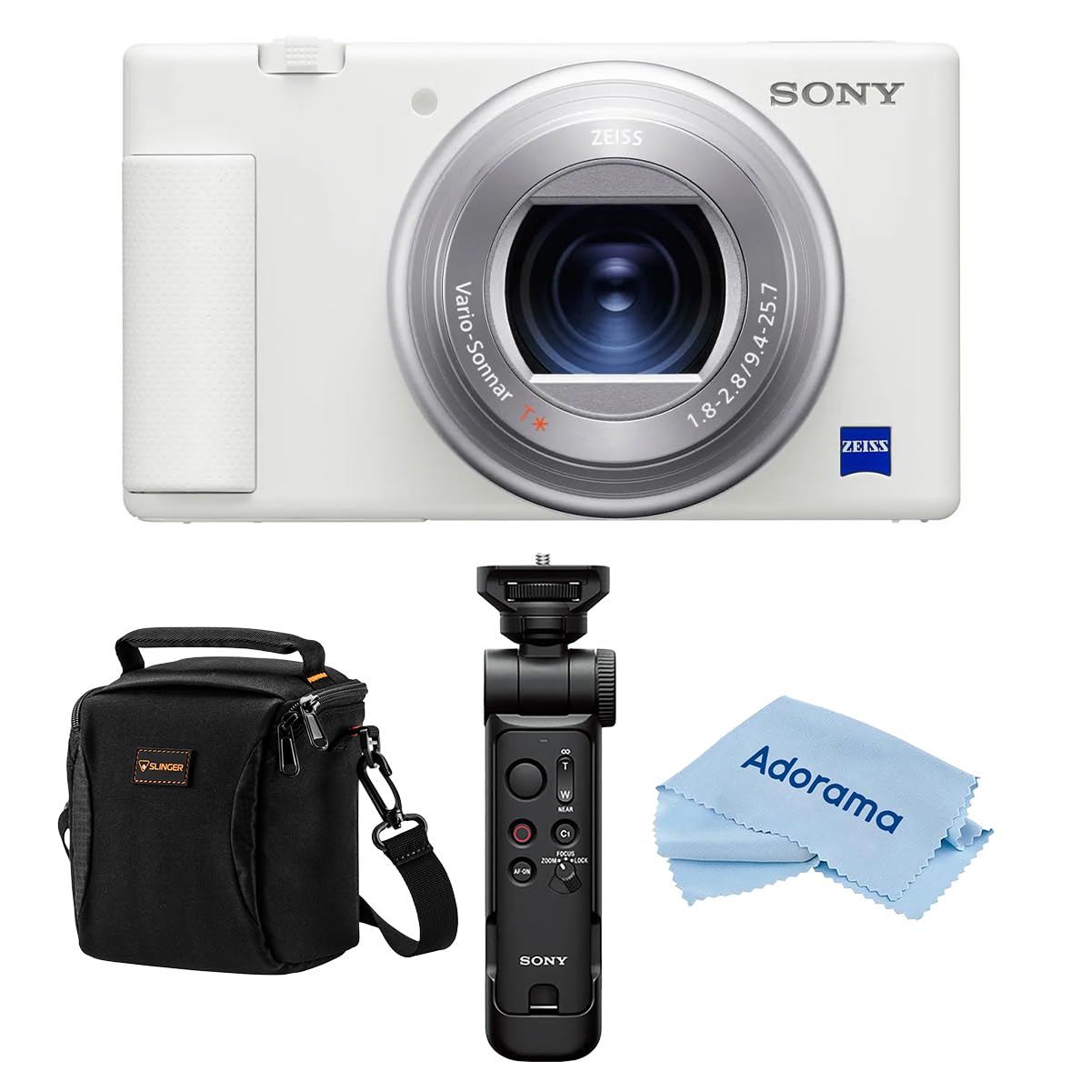 Sony ZV-1 Compact 4K HD Camera, White, Bundle with GP-VPT3 Shooting Grip an