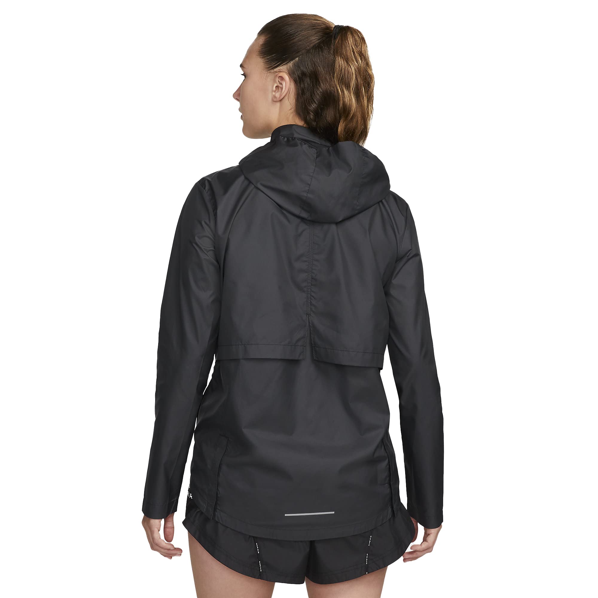 Nike Essential Women's Hooded Running Jacket (as1, alpha, l, regular, regular, Black)