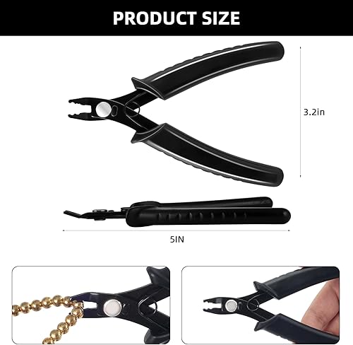 Miniatura 36 de Juego de 5 alicates de joyería, juego de herramientas de alicates para hacer joyas, incluye aguja, nariz, cadena, nariz, alicates doblados redondos
