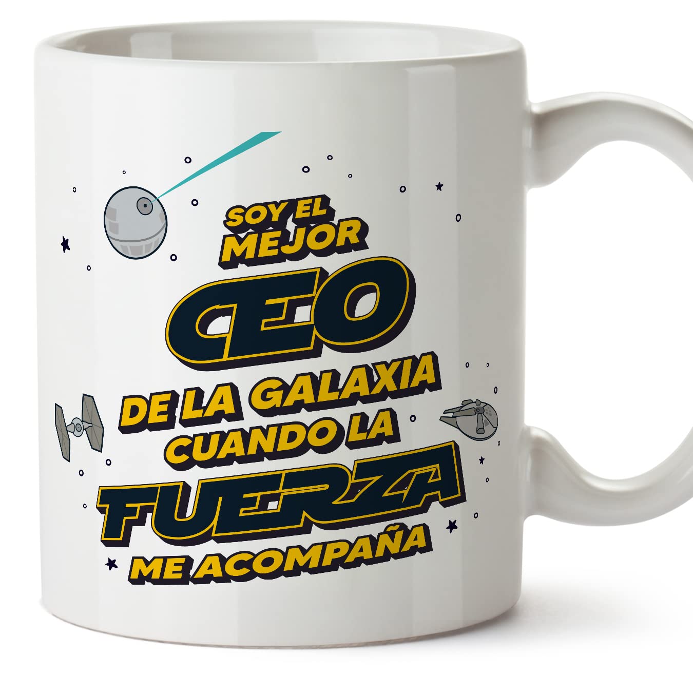 MUGFFINS Tazas para JEFE hombre - En Español - Mejor de la Galaxia Cuando Fuerza me Acompaña - 11 oz / 330 ml - Regalo original y divertido — view 318