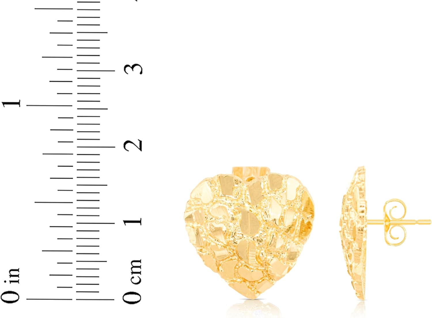 Floreo 10k Yellow Gold Solid Nugget Heart Earrings