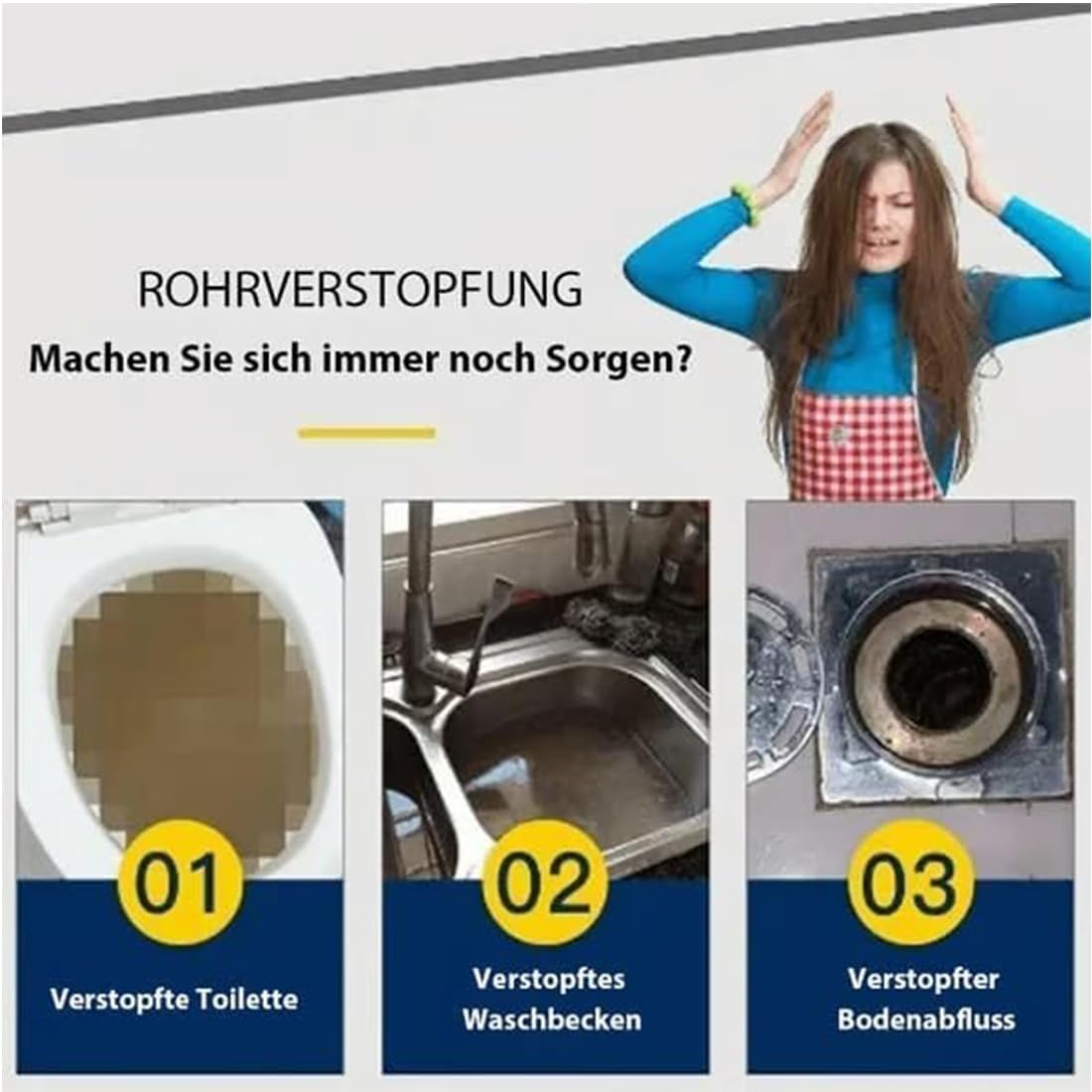 Rohrreiniger Extrem Stark, Abflussreiniger für Küche, Bad & Toilette Hochwirksamer Rohrreiniger Mit Aktivschaum, Toilettenreiniger Schnelle Reinigung (4PCS)
